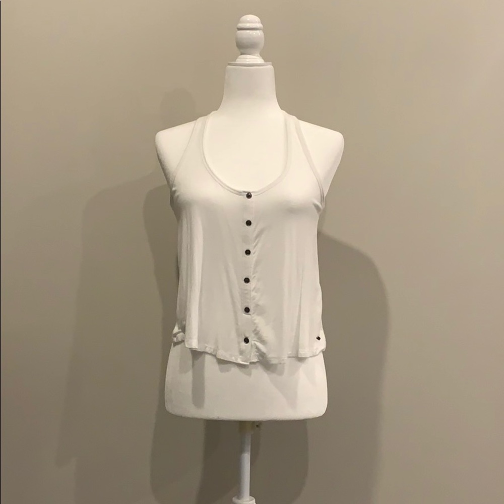 Hollister white racer back tank top
